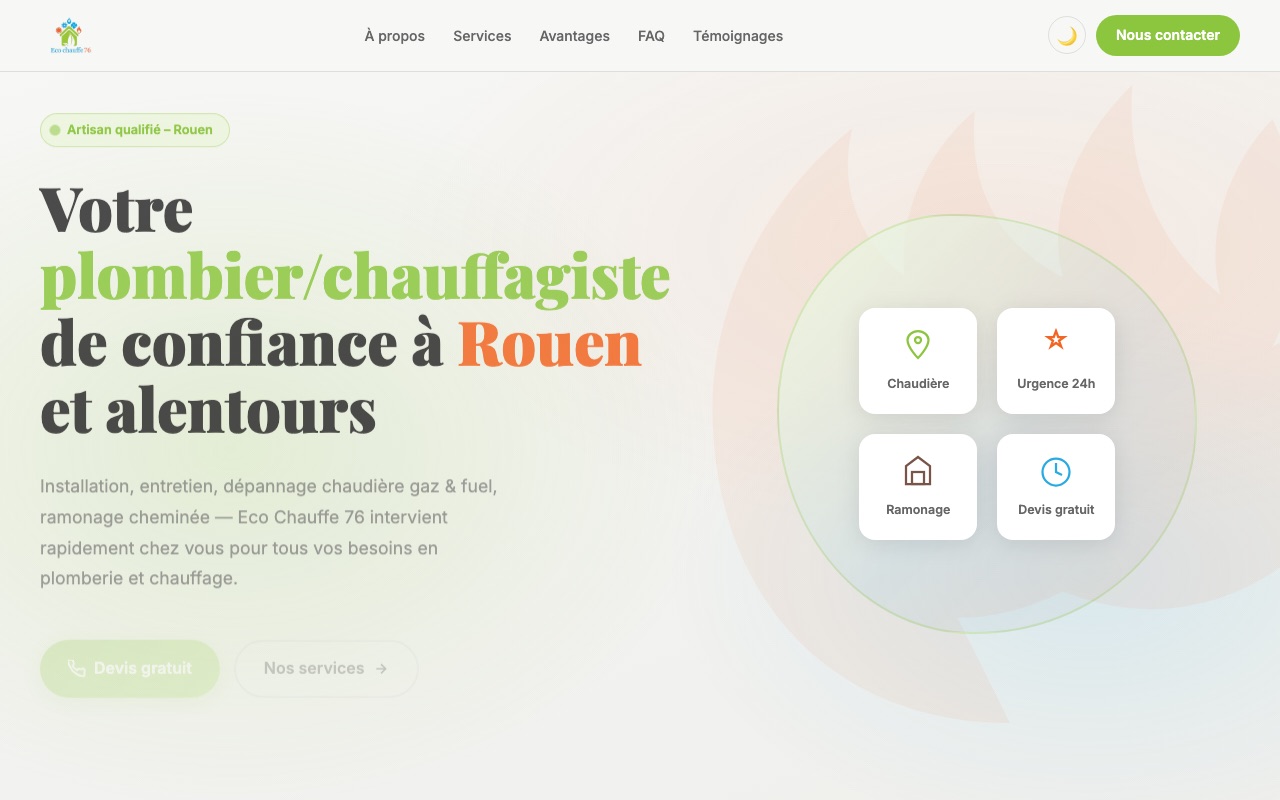Aperçu du site Eco Chauffe 76