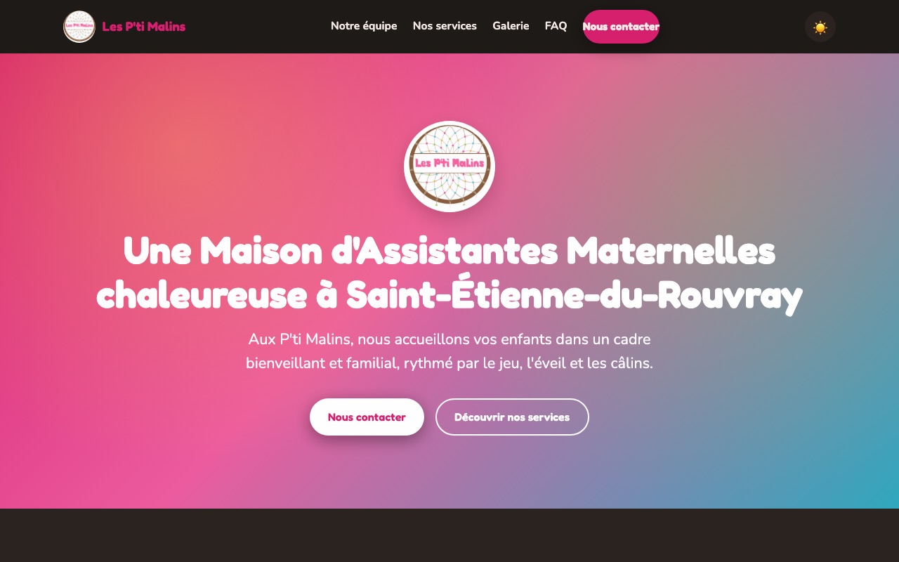 Aperçu du site de la MAM Les P'ti Malins